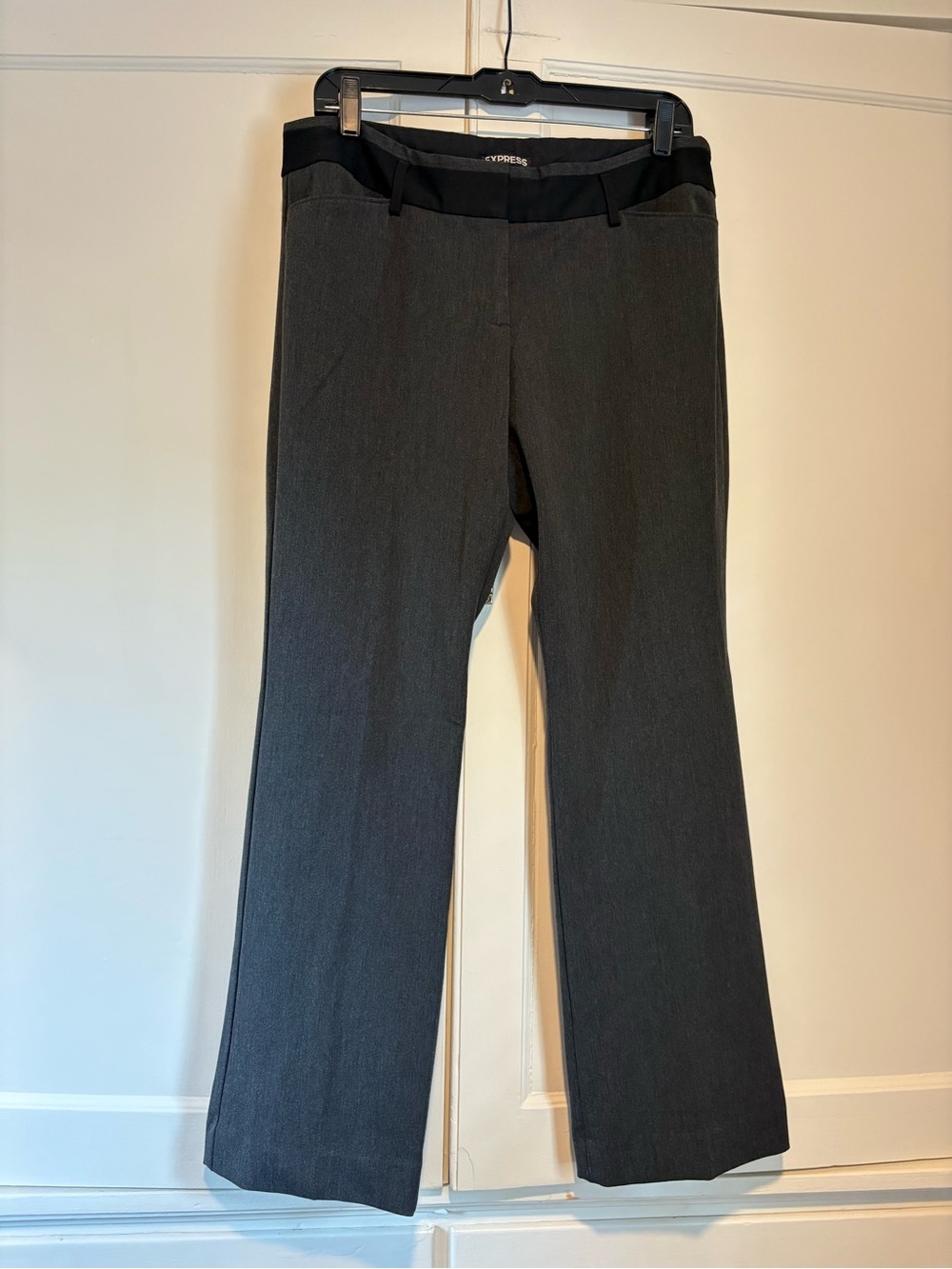 Express Grey & Black Mid-Rise Editor Dress Pants